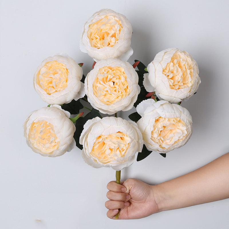 Lush 17" Faux Peony Bouquet, 7 Large Silk Peony Blooms, Realistic Artificial Flowers for Wedding Centerpieces, DIY Floral Arrangements, Home Decor