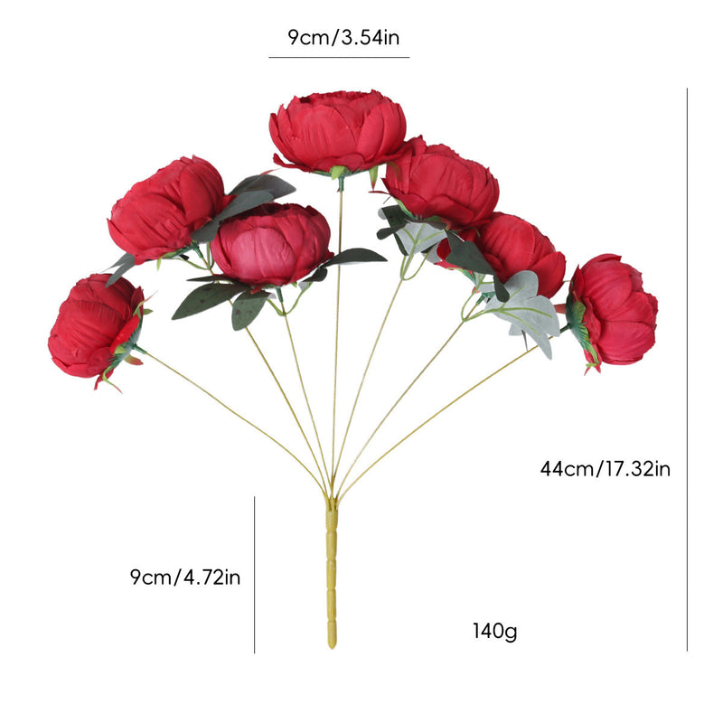 Lush 17" Faux Peony Bouquet, 7 Large Silk Peony Blooms, Realistic Artificial Flowers for Wedding Centerpieces, DIY Floral Arrangements, Home Decor