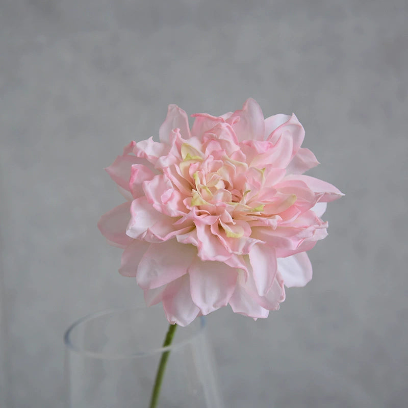Artisan Toasted-Edge Dahlia Stem, 12" Realistic Faux Flower, Single Stem for DIY Wedding Bouquets, Centerpieces, Home Decor Vase Filler