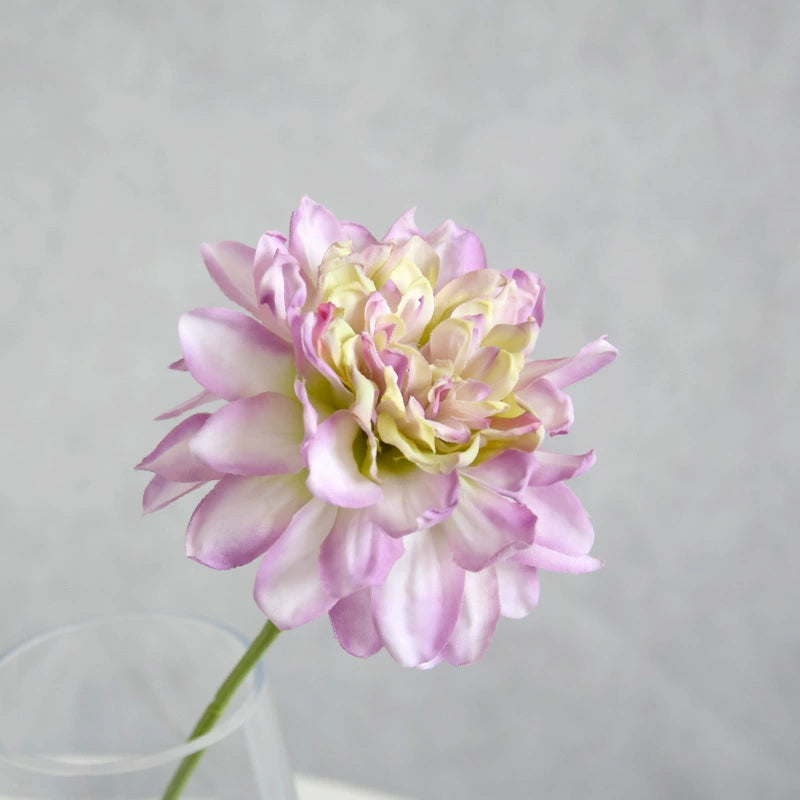 Artisan Toasted-Edge Dahlia Stem, 12" Realistic Faux Flower, Single Stem for DIY Wedding Bouquets, Centerpieces, Home Decor Vase Filler