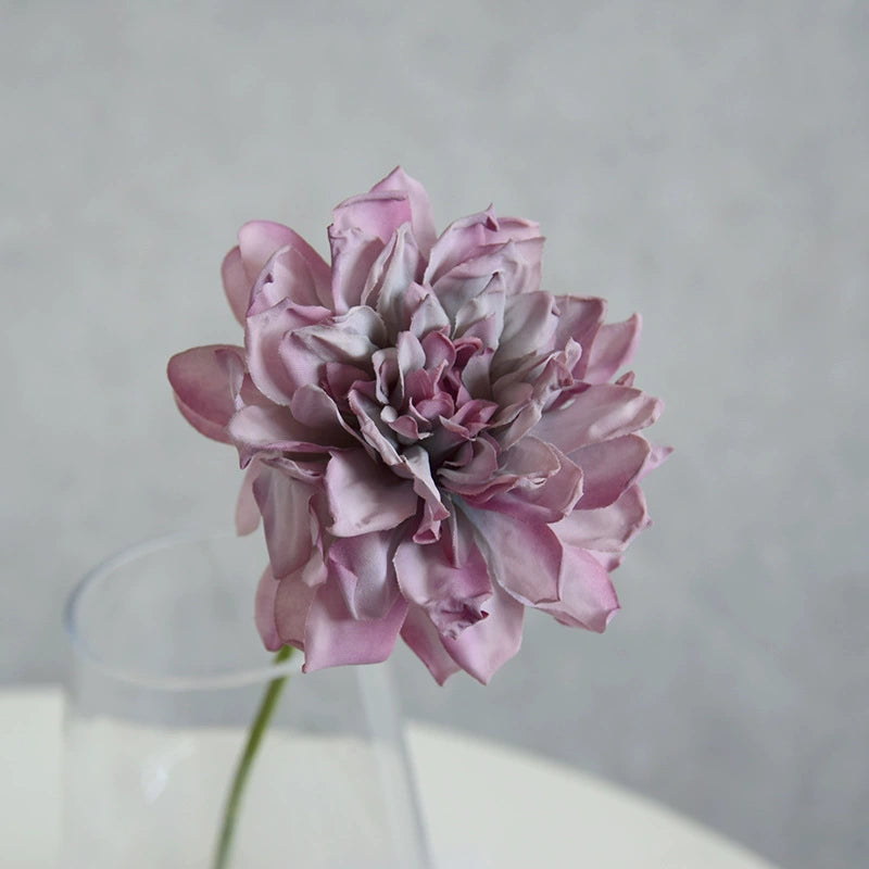 Artisan Toasted-Edge Dahlia Stem, 12" Realistic Faux Flower, Single Stem for DIY Wedding Bouquets, Centerpieces, Home Decor Vase Filler