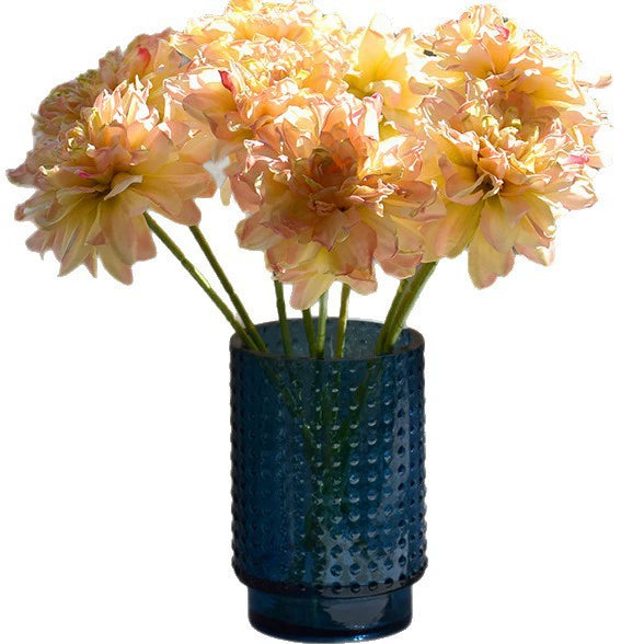 Artisan Toasted-Edge Dahlia Stem, 12" Realistic Faux Flower, Single Stem for DIY Wedding Bouquets, Centerpieces, Home Decor Vase Filler