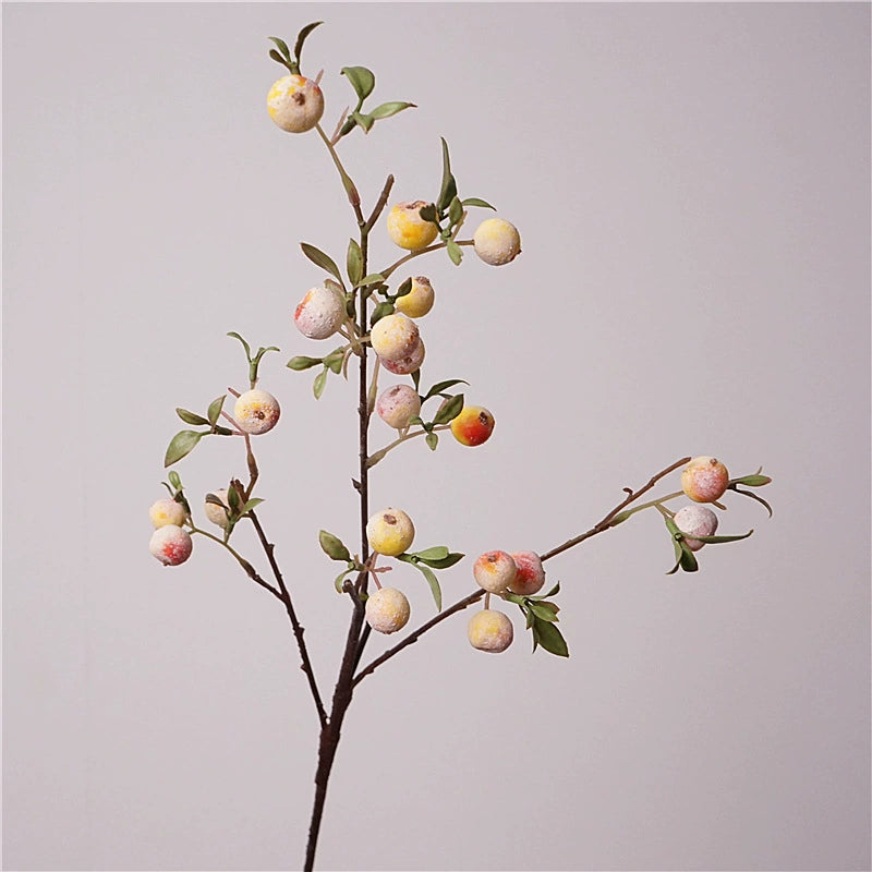Whimsical Frosted Apple Branch, 28" Long Stem, Realistic Faux Fruit Spray for Vase Filler, DIY Wedding Decor, Home & Holiday Arrangements