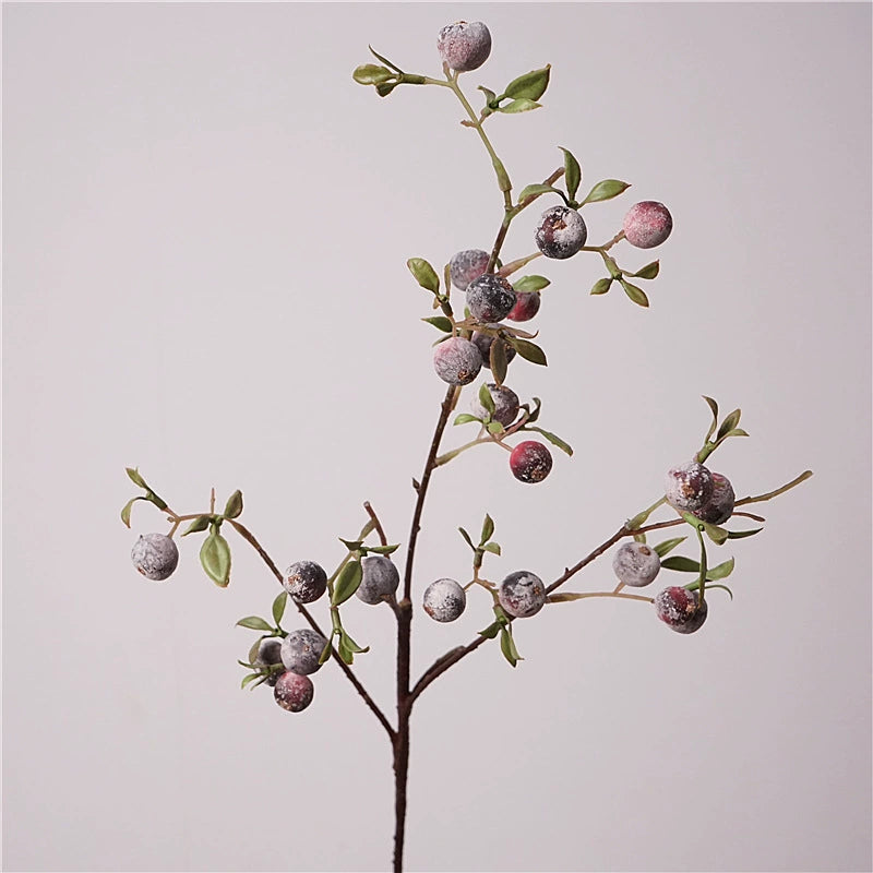 Whimsical Frosted Apple Branch, 28" Long Stem, Realistic Faux Fruit Spray for Vase Filler, DIY Wedding Decor, Home & Holiday Arrangements