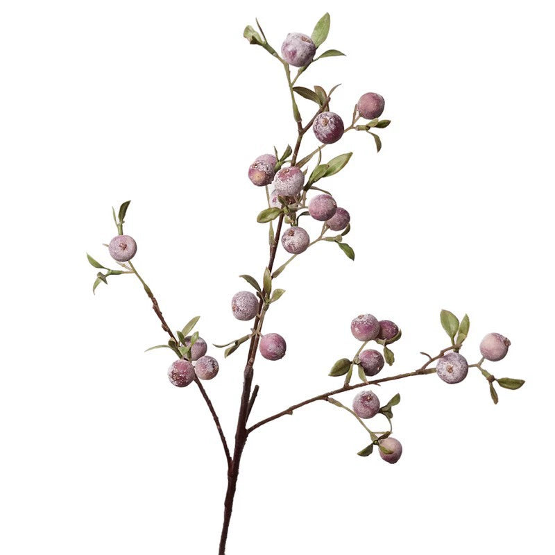 Whimsical Frosted Apple Branch, 28" Long Stem, Realistic Faux Fruit Spray for Vase Filler, DIY Wedding Decor, Home & Holiday Arrangements