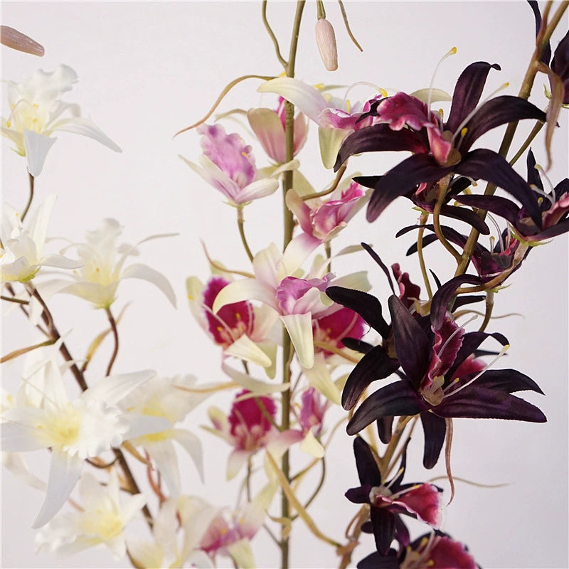 32" Real Touch Dendrobium Orchid Stem, 11 Large Blooms, Tall Lifelike White Orchid Spray for Wedding Centerpieces, Home Decor, DIY Floral Arrangements