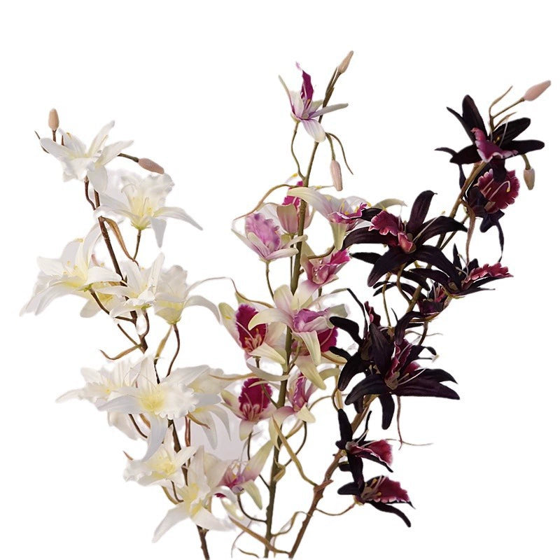 32" Real Touch Dendrobium Orchid Stem, 11 Large Blooms, Tall Lifelike White Orchid Spray for Wedding Centerpieces, Home Decor, DIY Floral Arrangements