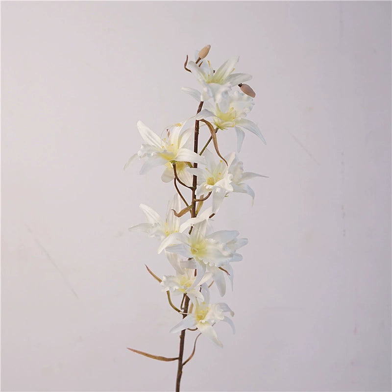 32" Real Touch Dendrobium Orchid Stem, 11 Large Blooms, Tall Lifelike White Orchid Spray for Wedding Centerpieces, Home Decor, DIY Floral Arrangements