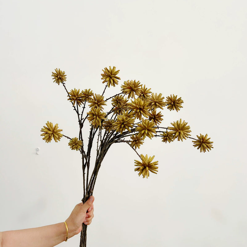 Faux Textured Pod Stem, 31" Realistic Botanical Branch, 6-Head Sculptural Filler for Modern Vase, Home Decor & DIY Wedding Arrangements