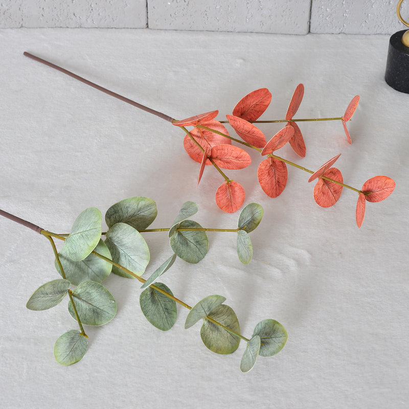 Real Touch Silver Dollar Eucalyptus Stems, 2-Pack 20" Faux Greenery, Lifelike Artificial Leaves for DIY Wedding Bouquets, Vase Filler, Home Decor