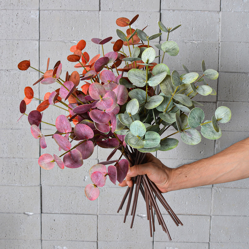 Real Touch Silver Dollar Eucalyptus Stems, 2-Pack 20" Faux Greenery, Lifelike Artificial Leaves for DIY Wedding Bouquets, Vase Filler, Home Decor