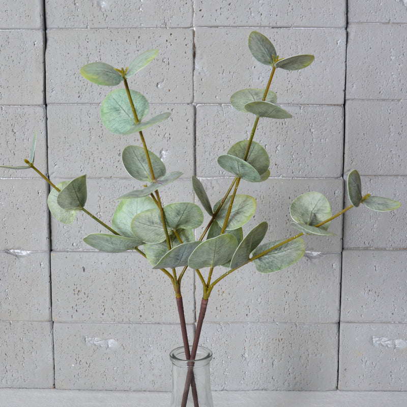 Real Touch Silver Dollar Eucalyptus Stems, 2-Pack 20" Faux Greenery, Lifelike Artificial Leaves for DIY Wedding Bouquets, Vase Filler, Home Decor