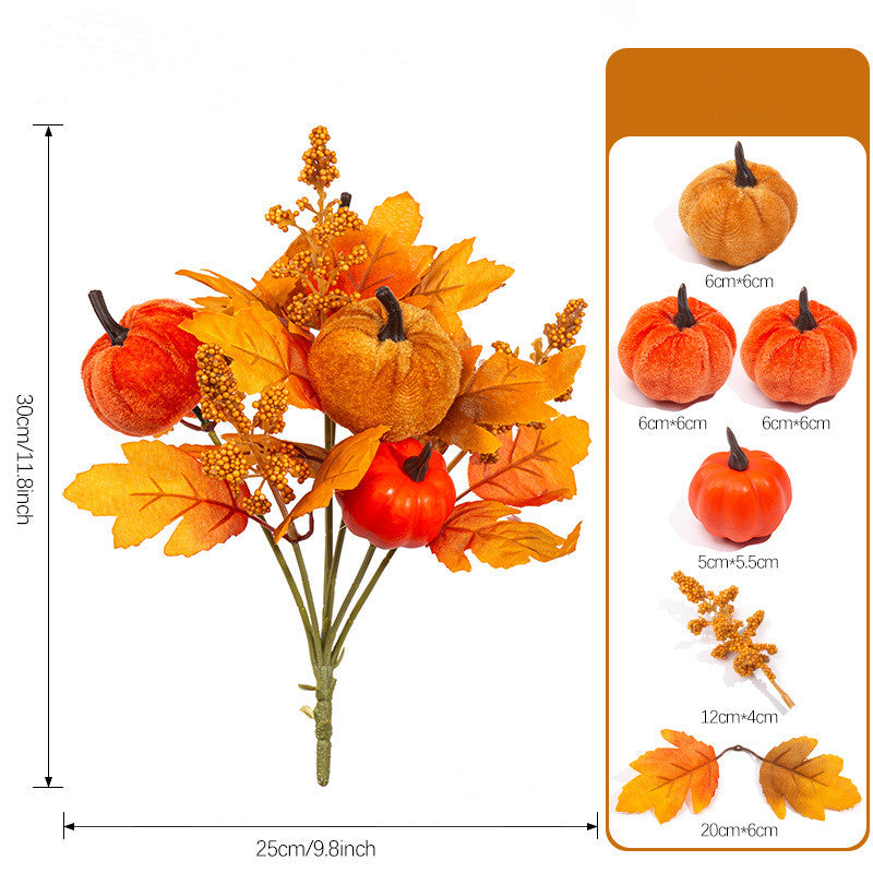 Faux Autumn Bouquet with Maple Leaves & Sunflowers, 12" Artificial Fall Flower Bunch for Thanksgiving Table Decor, Rustic Wedding, Home Accent