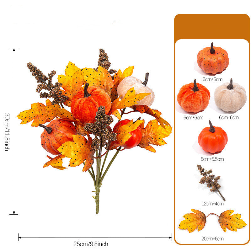 Faux Autumn Bouquet with Maple Leaves & Sunflowers, 12" Artificial Fall Flower Bunch for Thanksgiving Table Decor, Rustic Wedding, Home Accent