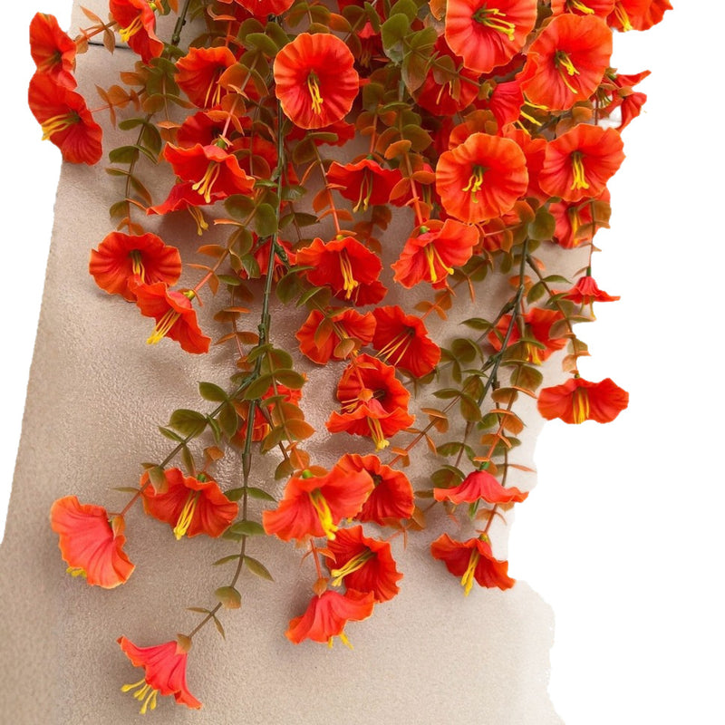 Autumn Morning Glory & Eucalyptus Garland, Lifelike Faux Hanging Vine with 69 Blooms for Wedding Arch, Wall Decor, Mantel & DIY Floral