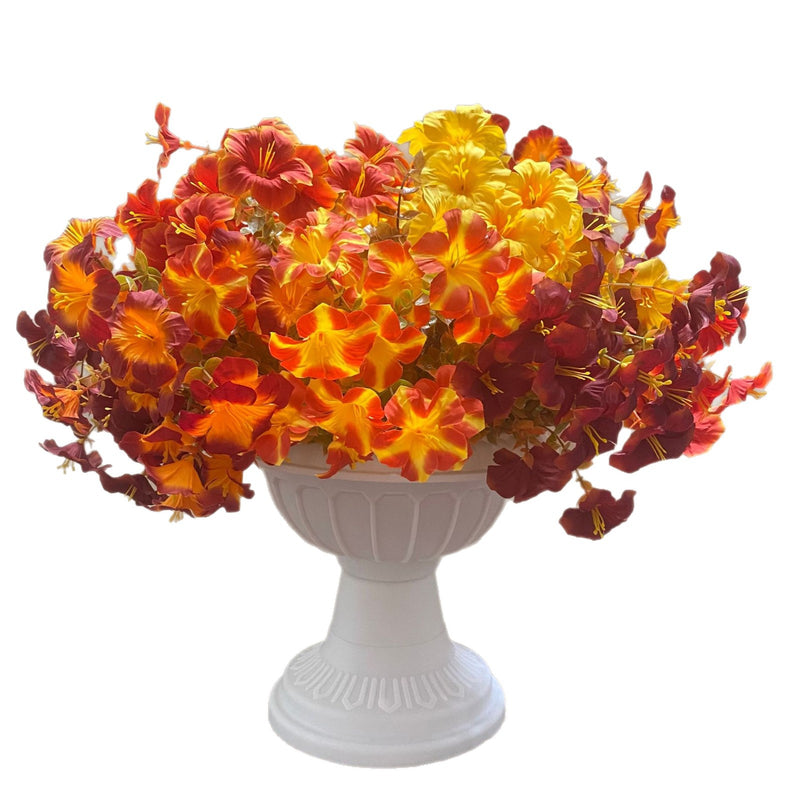 Faux Morning Glory Bouquet, Set of 2, 14" Artificial Autumn Flower Stems, Lifelike Fall Florals for Wedding Decor, Thanksgiving & Rustic Home Accents