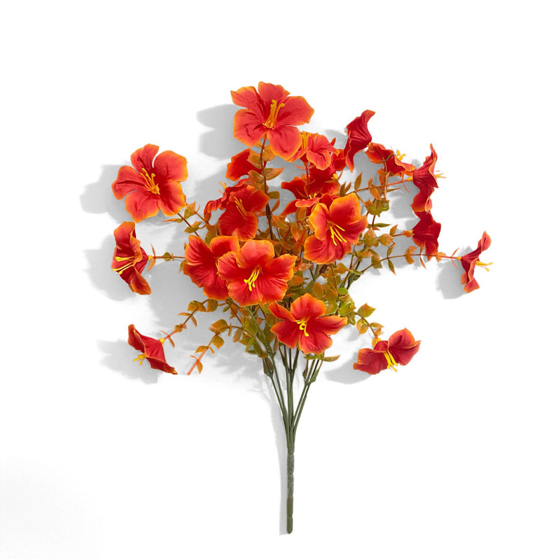 Faux Morning Glory Bouquet, Set of 2, 14" Artificial Autumn Flower Stems, Lifelike Fall Florals for Wedding Decor, Thanksgiving & Rustic Home Accents