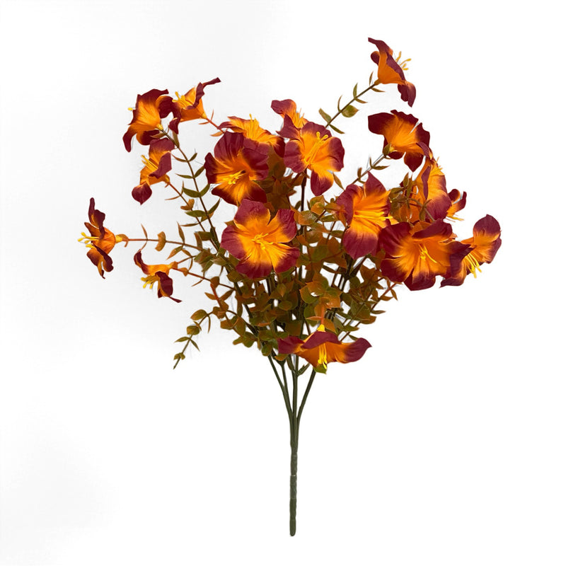 Faux Morning Glory Bouquet, Set of 2, 14" Artificial Autumn Flower Stems, Lifelike Fall Florals for Wedding Decor, Thanksgiving & Rustic Home Accents