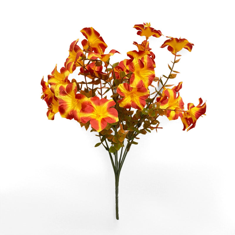 Faux Morning Glory Bouquet, Set of 2, 14" Artificial Autumn Flower Stems, Lifelike Fall Florals for Wedding Decor, Thanksgiving & Rustic Home Accents
