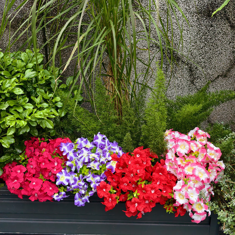 9-Pack UV Resistant Artificial Flowers, Bulk Lifelike Outdoor Faux Floral Bushes for Porch Planters, Window Box, Garden & DIY Wedding Decor