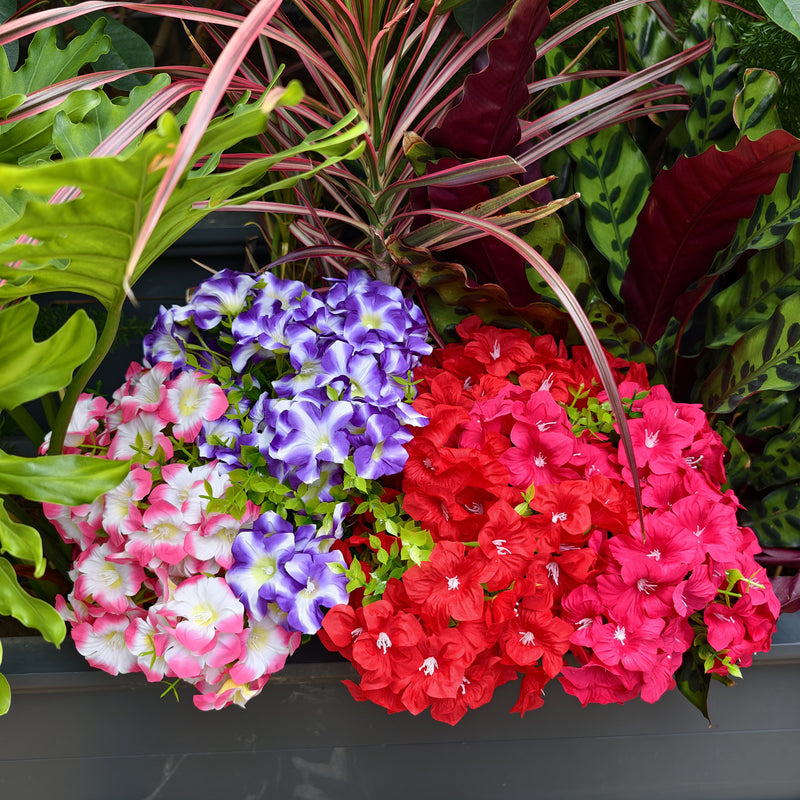 9-Pack UV Resistant Artificial Flowers, Bulk Lifelike Outdoor Faux Floral Bushes for Porch Planters, Window Box, Garden & DIY Wedding Decor