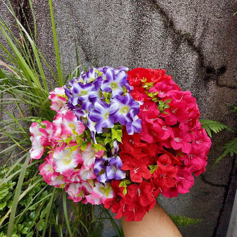 9-Pack UV Resistant Artificial Flowers, Bulk Lifelike Outdoor Faux Floral Bushes for Porch Planters, Window Box, Garden & DIY Wedding Decor