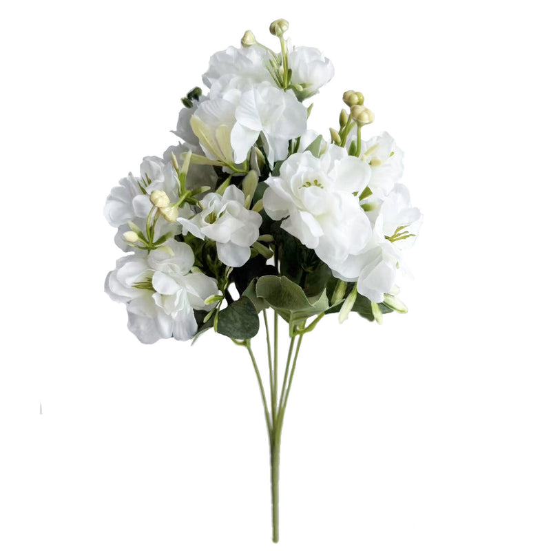 15" Faux Camellia Stem, Realistic Silk Flowers with 15 Blooms & Buds, Lifelike Artificial Floral for DIY Wedding Bouquets, Centerpieces, Home Decor
