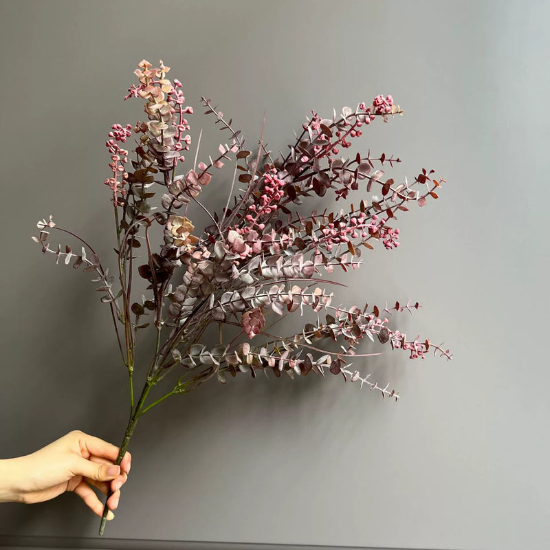 25" Faux Eucalyptus Berry Stem, Realistic Long Stem Greenery for Vase, Lifelike Artificial Plant for DIY Wedding, Home Decor & Floral Arrangements