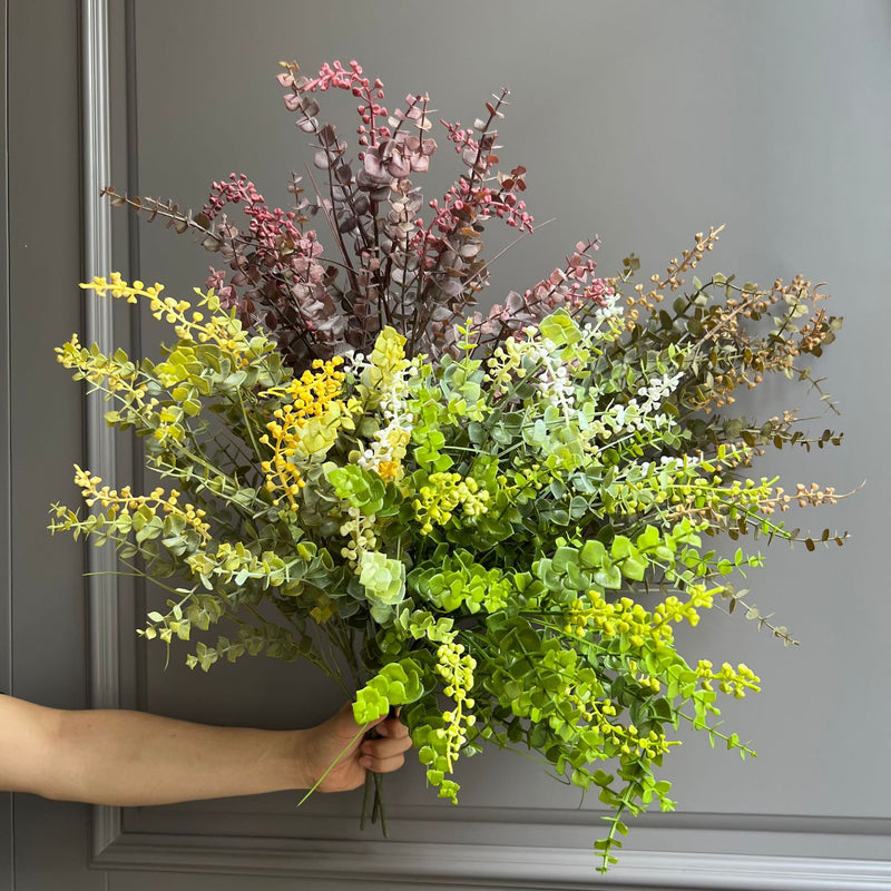 25" Faux Eucalyptus Berry Stem, Realistic Long Stem Greenery for Vase, Lifelike Artificial Plant for DIY Wedding, Home Decor & Floral Arrangements