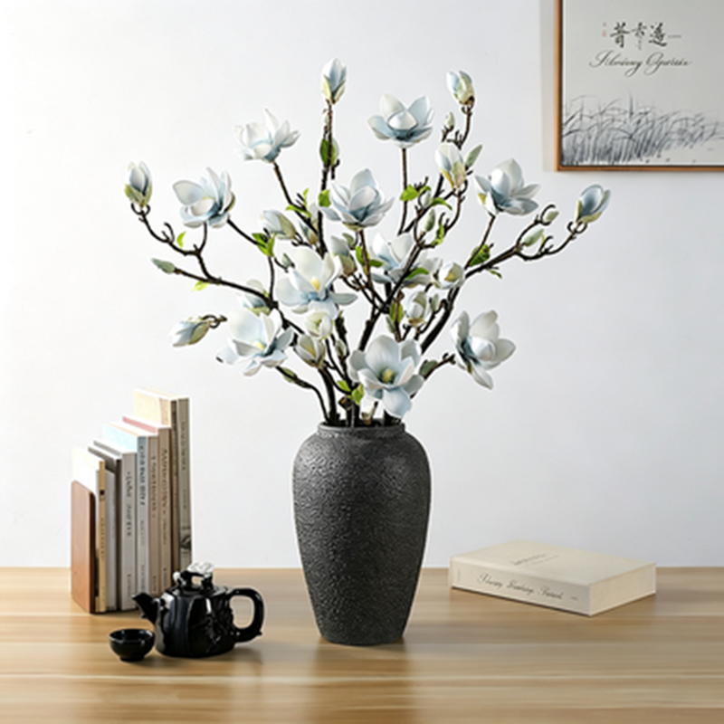 Elegant 32" Tall Faux Magnolia Stem, Realistic Artificial Flowers, Long Stem for Vase, Wedding Bouquet, Centerpiece, Home Decor