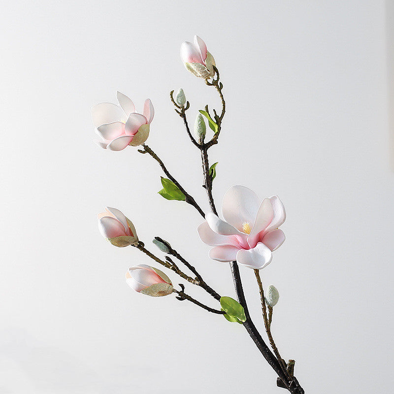 Elegant 32" Tall Faux Magnolia Stem, Realistic Artificial Flowers, Long Stem for Vase, Wedding Bouquet, Centerpiece, Home Decor