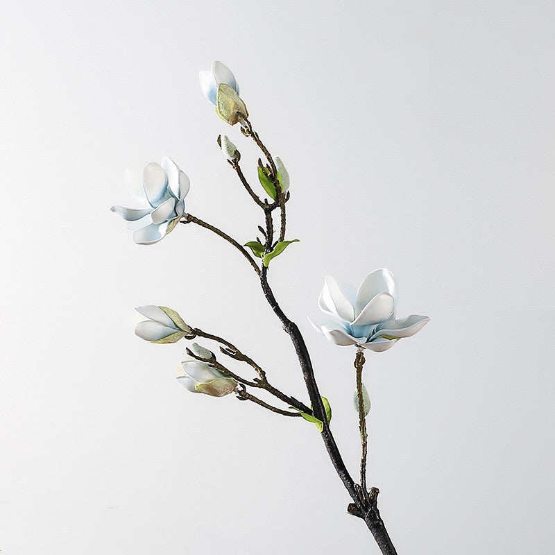 Elegant 32" Tall Faux Magnolia Stem, Realistic Artificial Flowers, Long Stem for Vase, Wedding Bouquet, Centerpiece, Home Decor