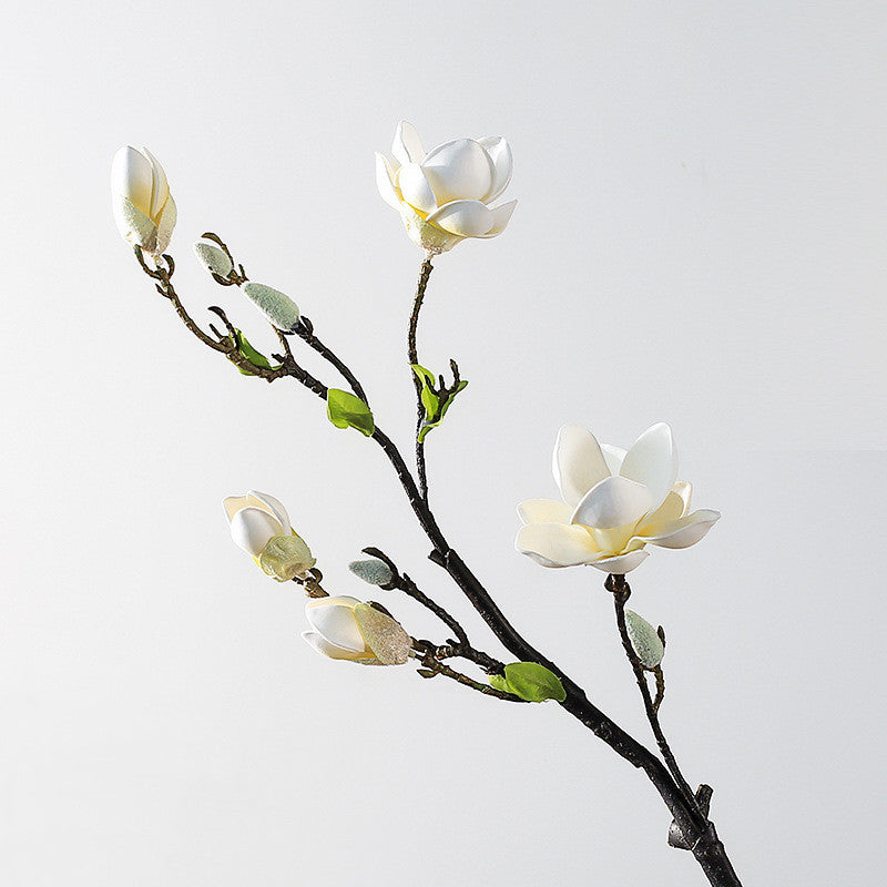 Elegant 32" Tall Faux Magnolia Stem, Realistic Artificial Flowers, Long Stem for Vase, Wedding Bouquet, Centerpiece, Home Decor