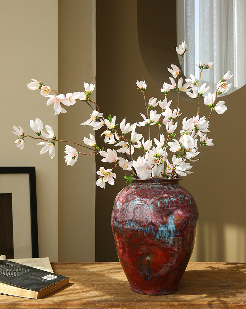 35" Long Stem Mini Magnolia Branch, Elegant & Realistic Faux Flowers, Tall Artificial Stems for Vase Filler, Wedding Arch Decor, DIY Home Arrangements