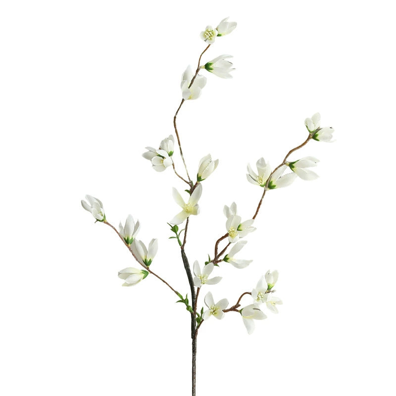 35" Long Stem Mini Magnolia Branch, Elegant & Realistic Faux Flowers, Tall Artificial Stems for Vase Filler, Wedding Arch Decor, DIY Home Arrangements