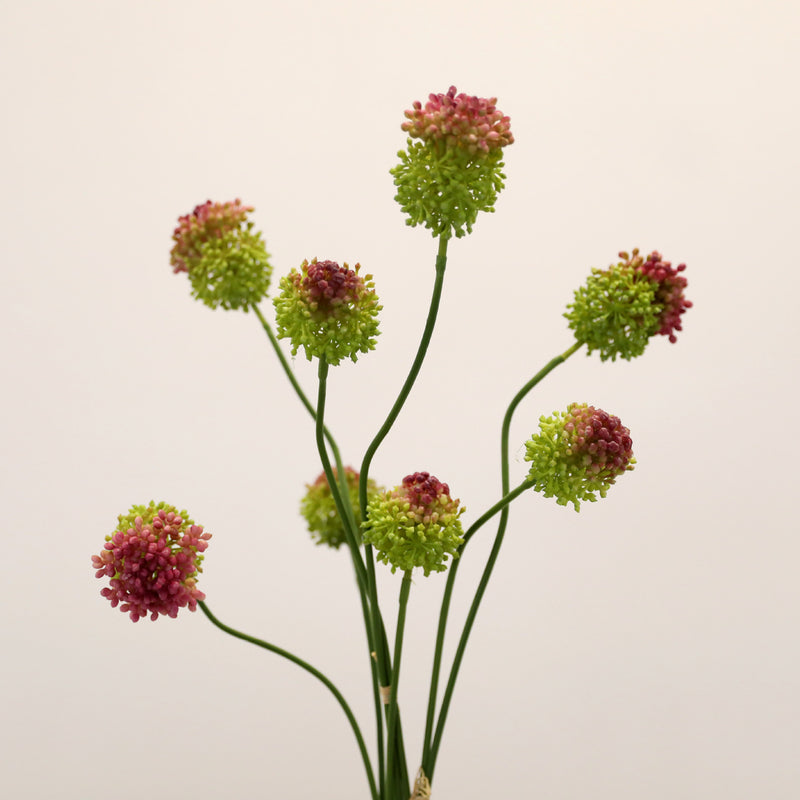 Faux Allium Stems, Set of 2, 27.5" Tall Realistic Globe Flowers, Long Stem Onion Flower for Modern Wedding Centerpieces & Minimalist Vase Decor