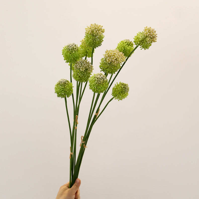 Faux Allium Stems, Set of 2, 27.5" Tall Realistic Globe Flowers, Long Stem Onion Flower for Modern Wedding Centerpieces & Minimalist Vase Decor