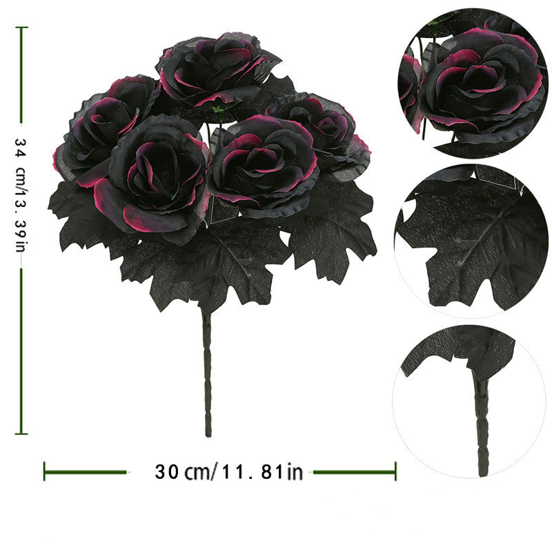 Set of 2 Moody Black Pumpkin & Berry Stems, 13-Inch Realistic Faux Harvest Picks for DIY Halloween Decor, Autumn Wedding Centerpieces, Fall Vase Filler