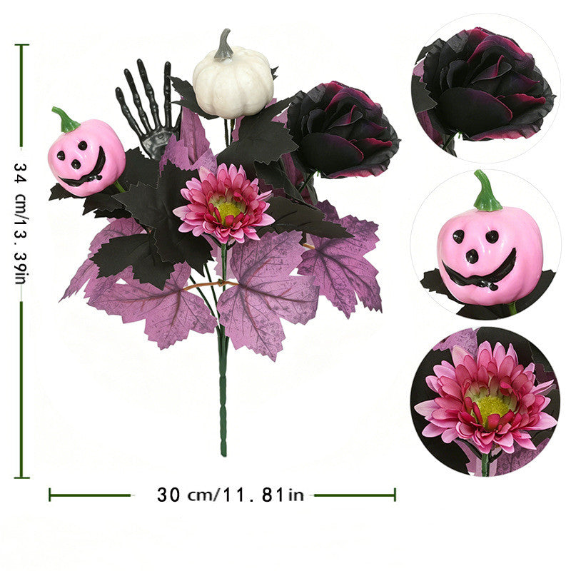 Set of 2 Moody Black Pumpkin & Berry Stems, 13-Inch Realistic Faux Harvest Picks for DIY Halloween Decor, Autumn Wedding Centerpieces, Fall Vase Filler