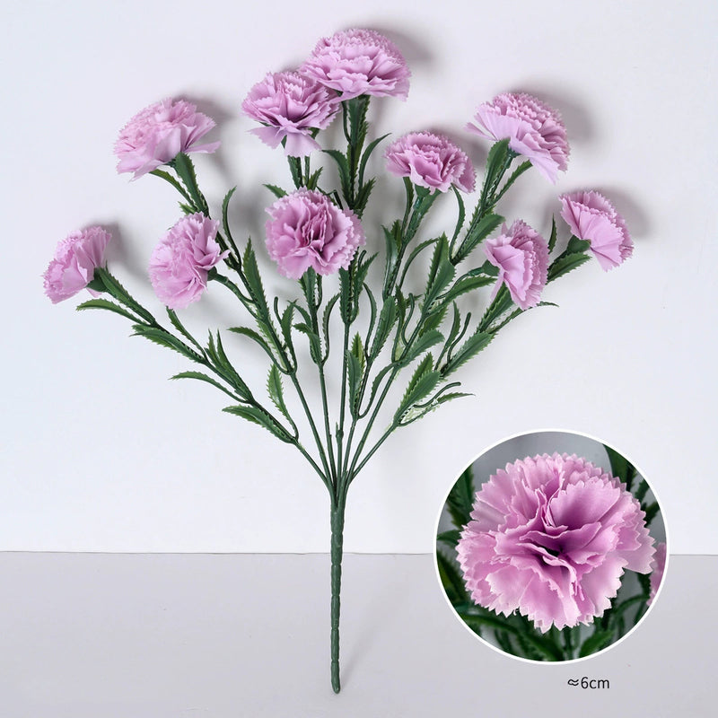 Lifelike Artificial Carnation Bouquet, 16" Tall with 10 Blooms, Realistic Faux Flowers for DIY Wedding Decor, Vase Arrangements & Home Styling