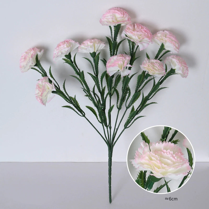 Lifelike Artificial Carnation Bouquet, 16" Tall with 10 Blooms, Realistic Faux Flowers for DIY Wedding Decor, Vase Arrangements & Home Styling