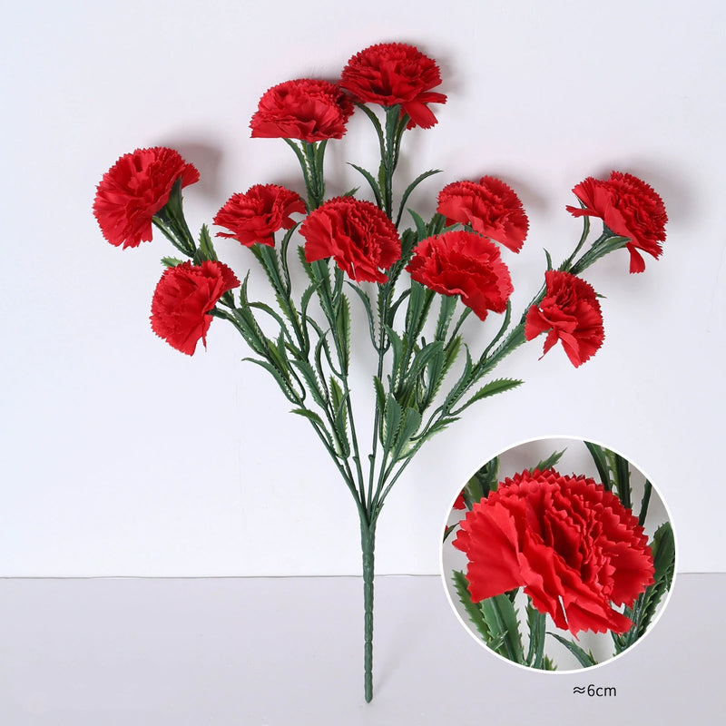 Lifelike Artificial Carnation Bouquet, 16" Tall with 10 Blooms, Realistic Faux Flowers for DIY Wedding Decor, Vase Arrangements & Home Styling