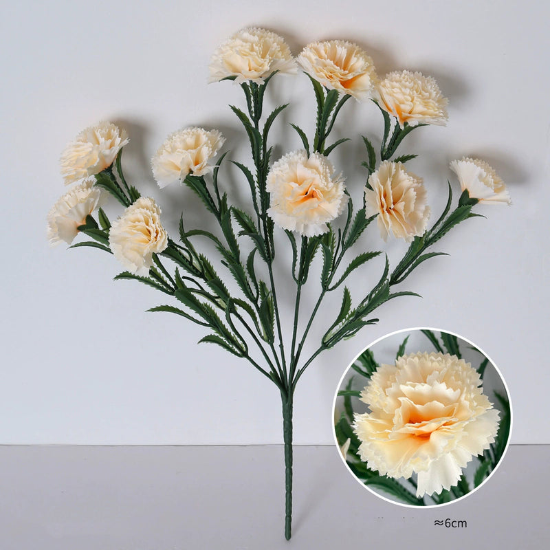 Lifelike Artificial Carnation Bouquet, 16" Tall with 10 Blooms, Realistic Faux Flowers for DIY Wedding Decor, Vase Arrangements & Home Styling