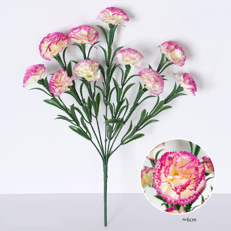 Lifelike Artificial Carnation Bouquet, 16" Tall with 10 Blooms, Realistic Faux Flowers for DIY Wedding Decor, Vase Arrangements & Home Styling