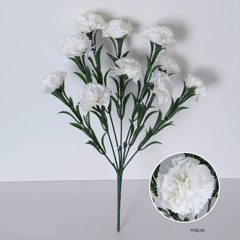 Lifelike Artificial Carnation Bouquet, 16" Tall with 10 Blooms, Realistic Faux Flowers for DIY Wedding Decor, Vase Arrangements & Home Styling