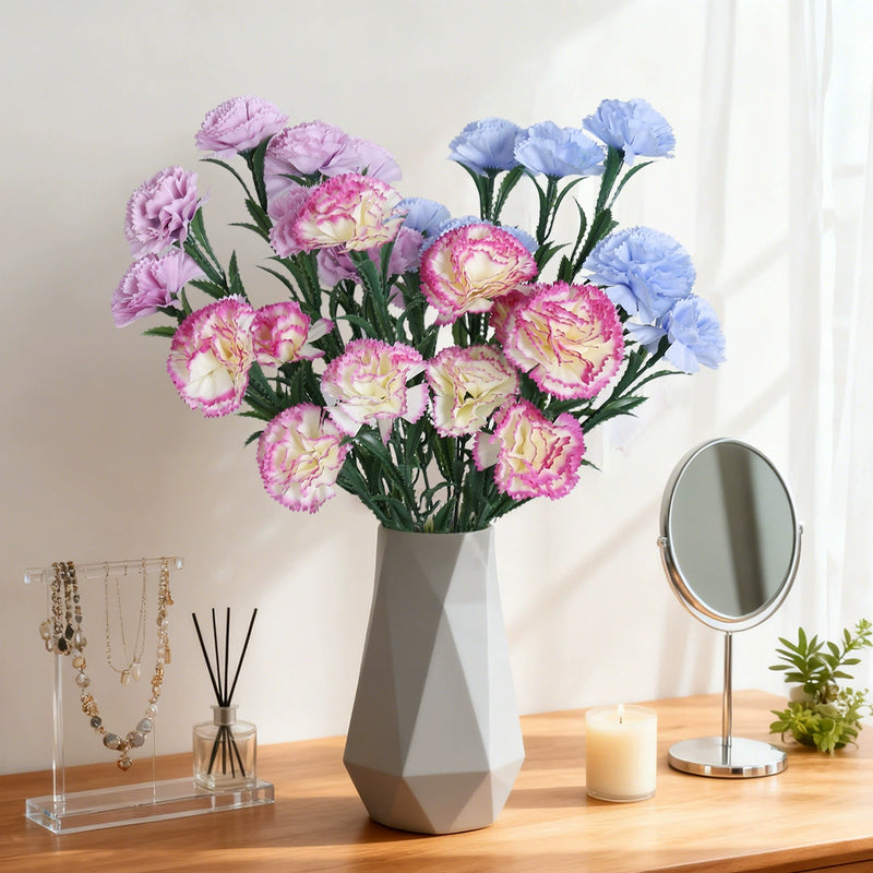 Lifelike Artificial Carnation Bouquet, 16" Tall with 10 Blooms, Realistic Faux Flowers for DIY Wedding Decor, Vase Arrangements & Home Styling