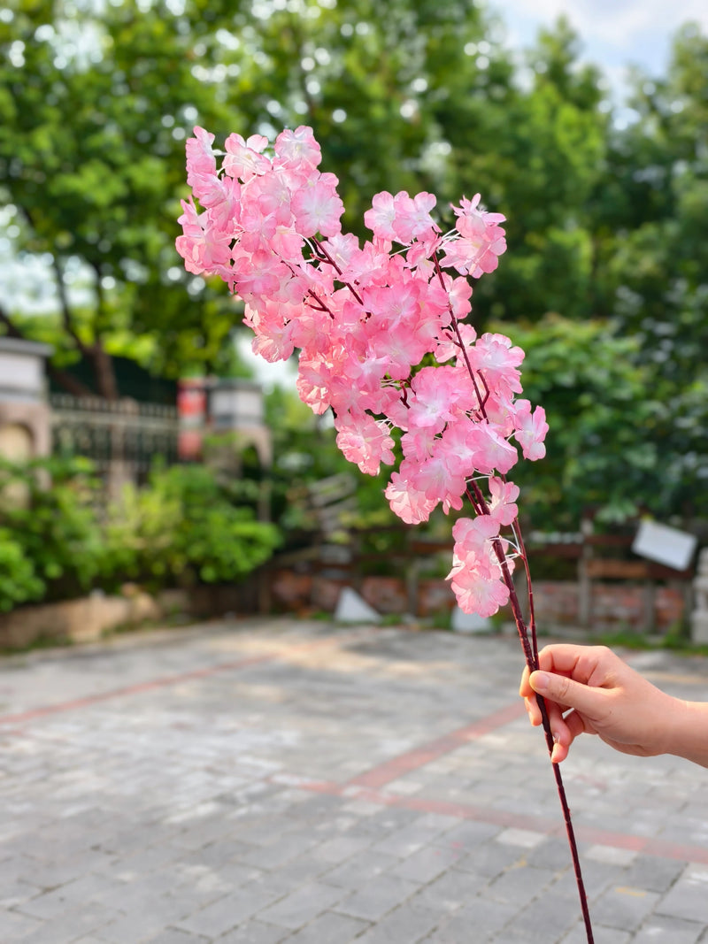 37" Faux Cherry Blossom Branch, Realistic Pink Silk Sakura Stem for Wedding Arch, Centerpiece, Vase Filler, Home & Event Decor