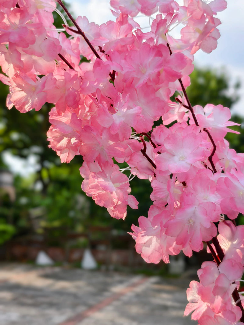 37" Faux Cherry Blossom Branch, Realistic Pink Silk Sakura Stem for Wedding Arch, Centerpiece, Vase Filler, Home & Event Decor