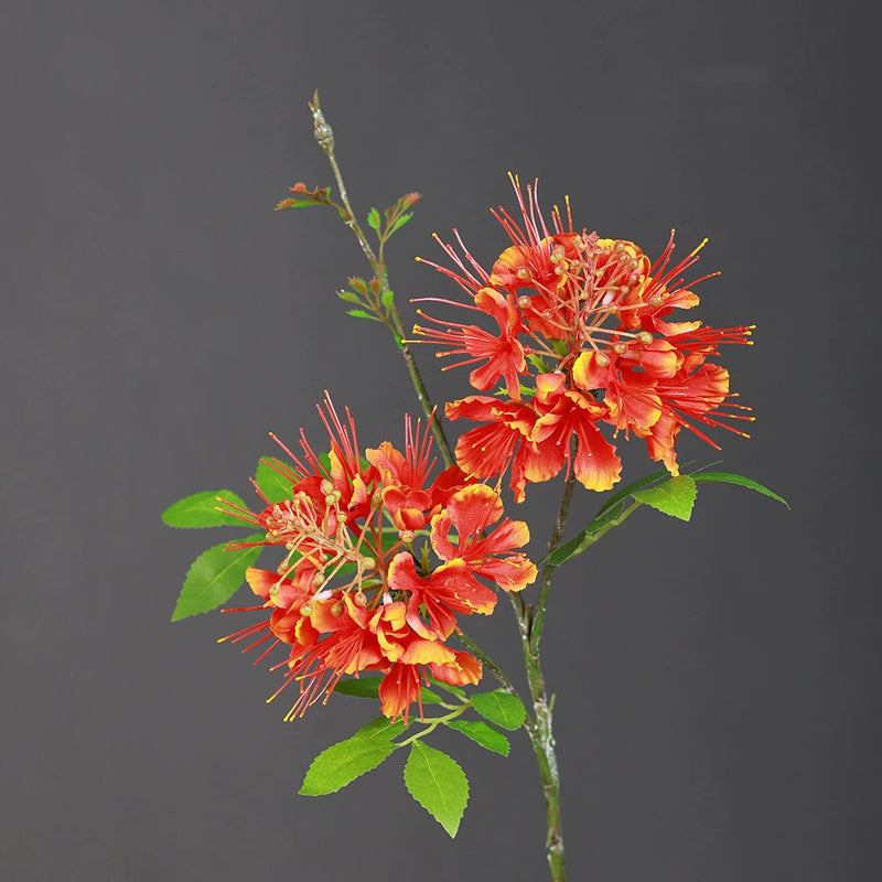 Set of 2 Firebird Peacock Flower Stems, 24" Tall Realistic Faux Florals, Dreamy Wedding Arch Decor, Bold Home Vase Filler, DIY Arrangements