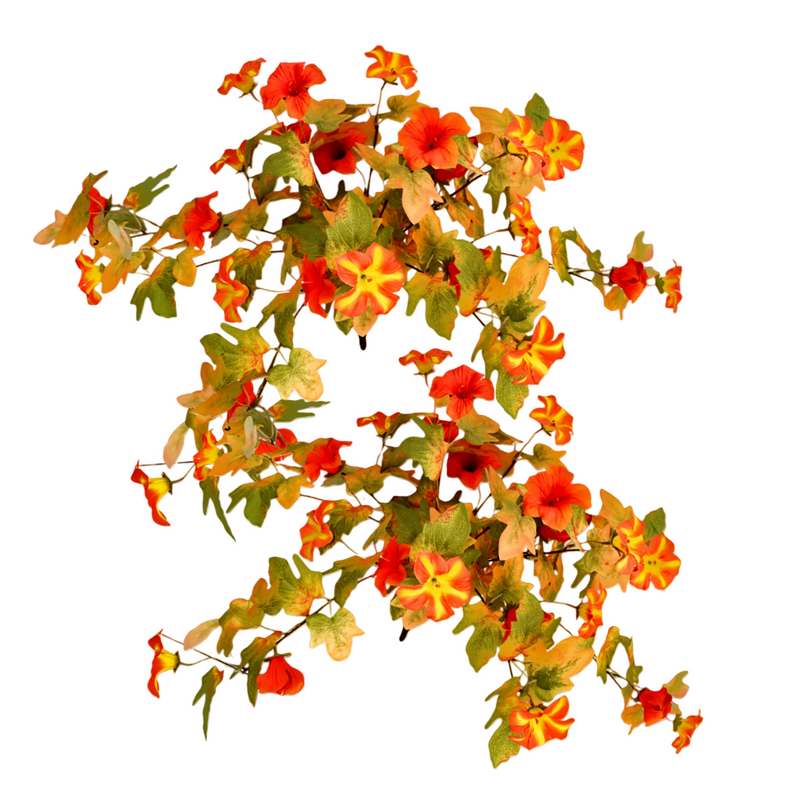 2 Pack Artificial Fall Petunias, 25" UV Resistant Fake Flowers, Realistic Outdoor Hanging Plants for Porch Planter, Window Box, Wedding & Autumn Decor